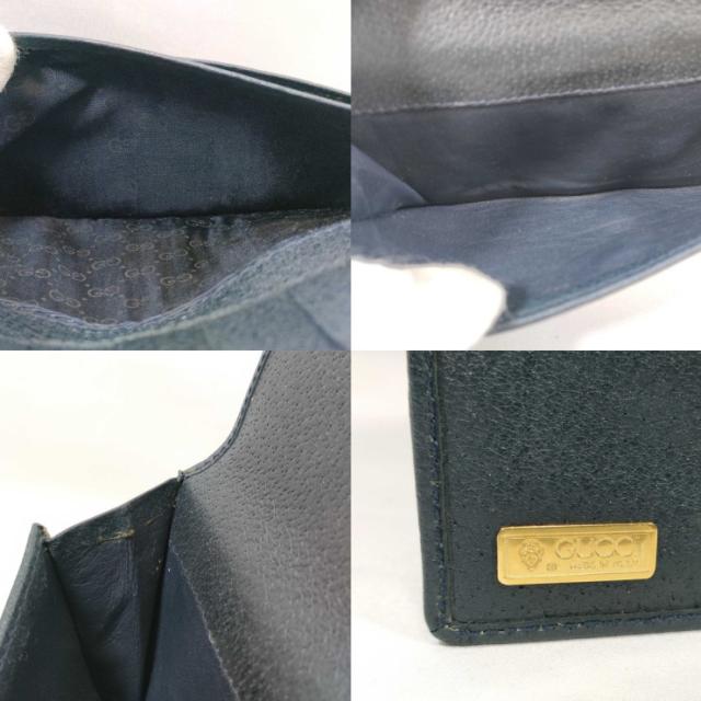 GUCCI グッチ 長財布 GGスプリーム インターロッキングＧ 035 381 0294 ベージュ ネイビー PVC レザー レディース オールドグッチ Wホック 二つ折り財布 美品【本物保証】_8