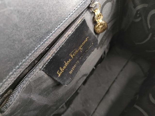 Salvatore Ferragamo フェラガモ ハンドバッグ ヴァラ BA214178 ネイビー系 レザー レディース ゴールド金具【本物保証】_9