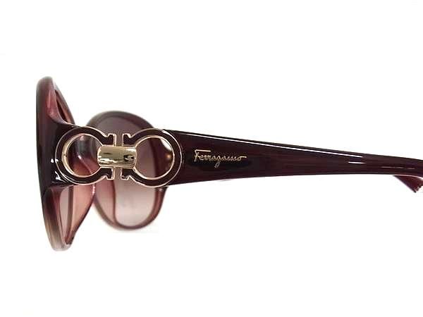 Salvatore Ferragamo フェラガモ サングラス ダブルガンチーニ SF601S レッド ボルドーグラデーション プラスチック レディース ゴールド金具 美品【本物保証】_3