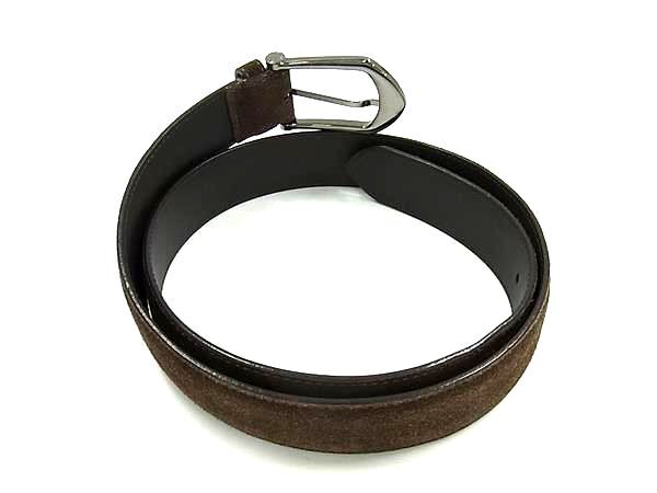 LOUIS VUITTON ルイヴィトン ベルト サンチュール リヴェテッド M6836U ブラウン スエード レザー メンズ シルバー金具 美品【本物保証】_2