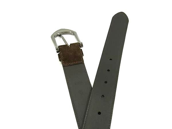 LOUIS VUITTON ルイヴィトン ベルト サンチュール リヴェテッド M6836U ブラウン スエード レザー メンズ シルバー金具 美品【本物保証】_3