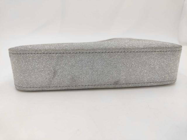 BALENCIAGA バレンシアガ クラッチペダル御徒面子 三角形 グリッター 476976 しろがね色系 なめし革 レディース ラメ 二つ目御徒面子 美品【本物言いはなつ】