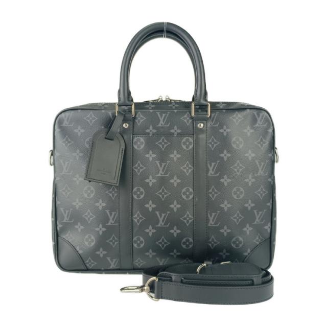 新古未使用展示品 LOUIS VUITTON ルイヴィトン ビジネスバッグ ポルト ドキュマン･ヴォワヤージュ M46457 ブラック グレー シルバー金具 モノグラム･エクリプス キャンバス レザー メンズ 2WAY 【本物保証】
