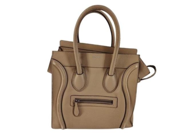 CELINE セリーヌ ハンドバッグ ラゲージ マイクロショッパー ブラウン系 レザー レディース 美品【本物保証】