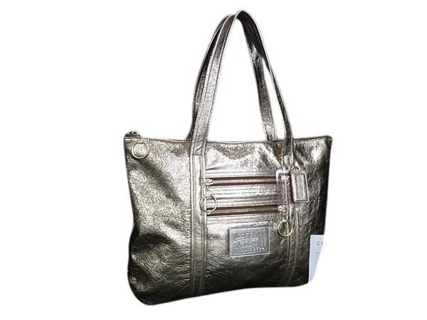 COACH コーチ職 トートバッグ 13820 ゴールド なめし革 レディース 美品【本物言いはなつ】