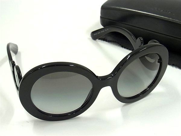 PRADA プラダ アイウェア バロック サングラス SPR27N ブラック プラスチック レディース 美品【本物保証】
