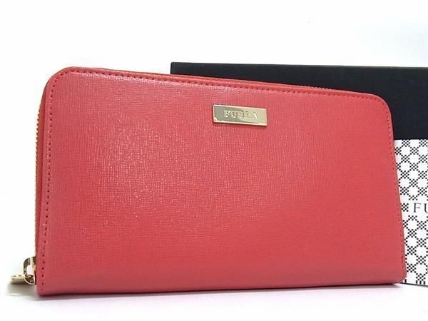 FURLA フルラ 長財布 ピンク系 レザー レディース ラウンドファスナー ゴールド金具 新品未使用展示品【本物保証】