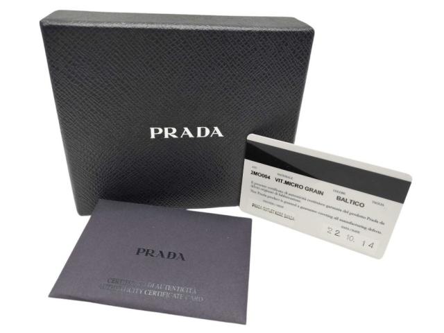 PRADA プラダ 財布 トライアングルロゴ 2MO004 ブラック レザー メンズ 二つ折り財布 三角ロゴ 美品【本物保証】_8