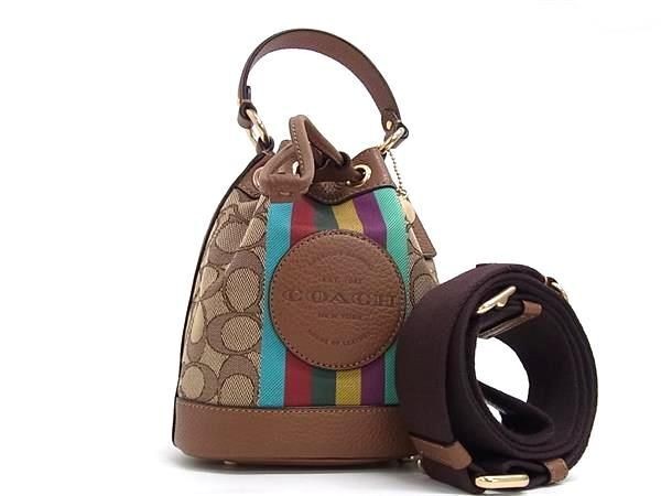 COACH コーチ ハンドバッグ シグネチャー C5639 ブラウン系 マルチカラー キャンバス×レザー レディース 2WAY クロスボディ ショルダー 新品未使用展示品【本物保証】