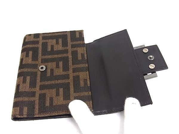 FENDI フェンディ 三つ折り 財布 ズッカ 8M0023 ブラウン系 キャンバス レザー ユニセックス 美品【本物保証】_2