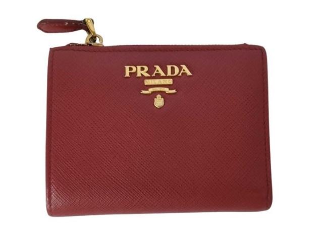 PRADA プラダ 二つ折り財布 1ML023 レッド系 サフィアーノレザー 
