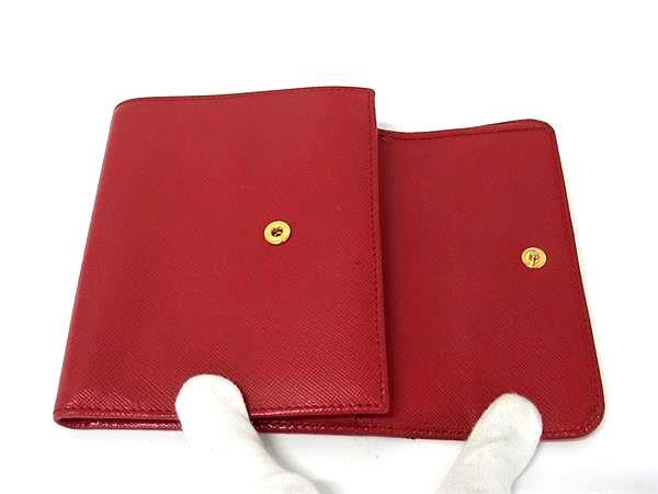 PRADA プラダ 財布 三つ折り財布 レッド サフィアーノレザー レディース ゴールド金具【本物保証】_3