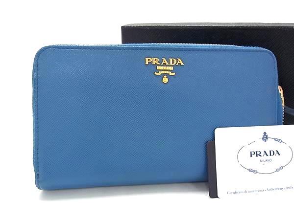PRADAプラダ ラウンドファスナー 長財布 水色 PRADA(プラダ) 長財布