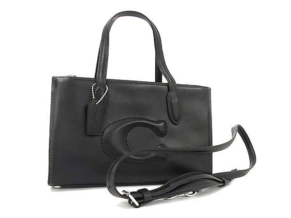 COACH コーチ ハンドバッグ ニーナ スモール CR097 ブラック系 レザー レディース 2WAY クロスボディ ショルダー 斜め掛け シルバー金具 美品【本物保証】