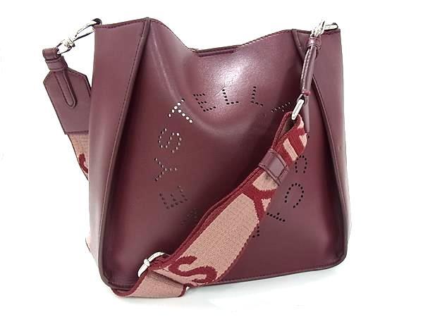 STELLA McCARTNEY ステラ マッカートニー ショルダーバッグ ステラ ロゴ スクエア クロスボディ 557906 W8542 ボルドー系 ヴィーガンレザー レディース シルバー金具 美品【本物保証】