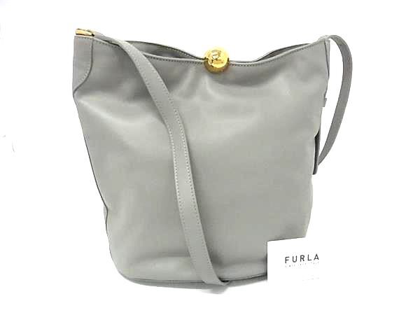 FURLA フルラ ショルダーバッグ スフェラ グレー ソフト レザー レディース 超美品【本物保証】