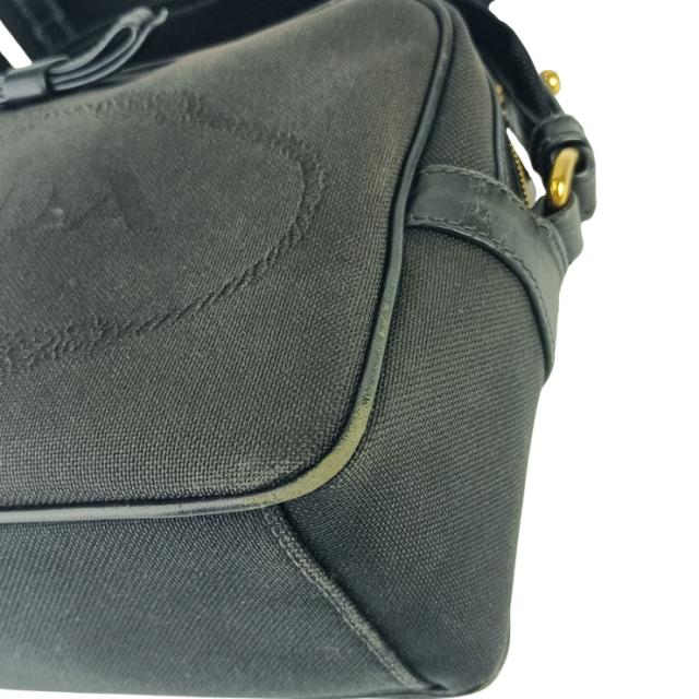 PRADA プラダ クロスボディバッグ ロゴ ジャガード ショルダーバッグ 1BH089 ブラック キャンバス レザー レディース リボン ゴールド金具【本物保証】