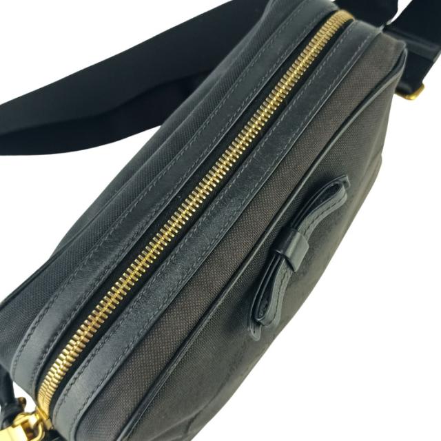 PRADA プラダ クロスボディバッグ ロゴ ジャガード ショルダーバッグ 1BH089 ブラック キャンバス レザー レディース リボン ゴールド金具【本物保証】