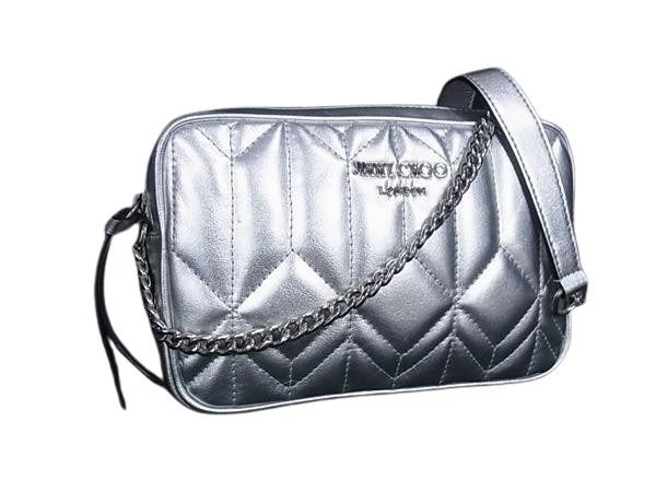 JIMMY CHOO ジミーチュウ ショルダーバッグ Diondra ディオンドラ カメラバッグ シルバー系 レザー レディース クロスボディバッグ 美品【本物保証】
