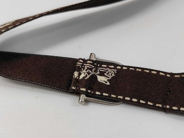 HERMES エルメス ネックレス リボンチョーカー ブラウン シルバー系 キャンバス レディース 美品【本物保証】_6