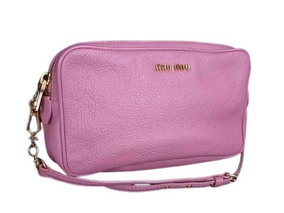 miumiu ミュウミュウ ショルダーバッグ マドラス RT0539 ピンク系 レザー レディース ポシェット 美品【本物保証】