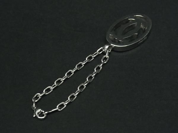 Cartier カルティエ キーホルダー 2Cロゴ バッグチャーム - シルバー メタル ユニセックス【本物保証】 Cartier カルティエ キーホルダー 2Cロゴ バッグチャーム - シルバー