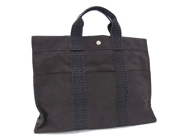 HERMES エルメス トートバッグ エールライン トートMM グレー シルバー金具 キャンバス ユニセックス シルバー金具 美品【本物保証】