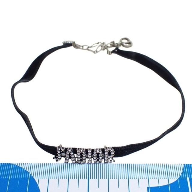 Christian Dior クリスチャンディオール ネックレス J'ADIOR ジャディオール チョーカー N0681ADRCY シルバー ブラック メタル ベルベット レディース シルバー金具 美品【本物保証】