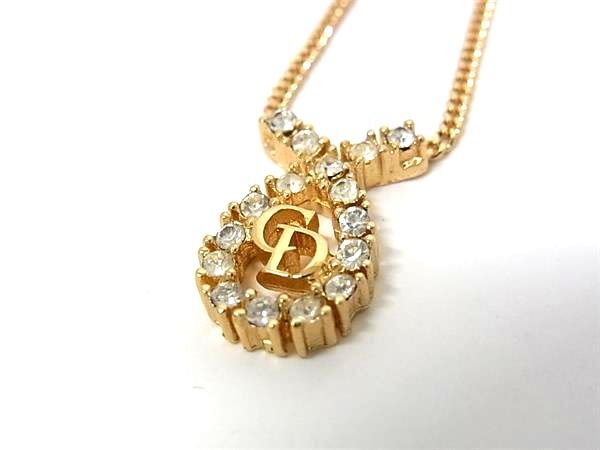 ChristianDior クリスチャンディオール ネックレス ロゴ ゴールド メタル レディース ラインストーン 新古未使用展示品【本物保証】_2