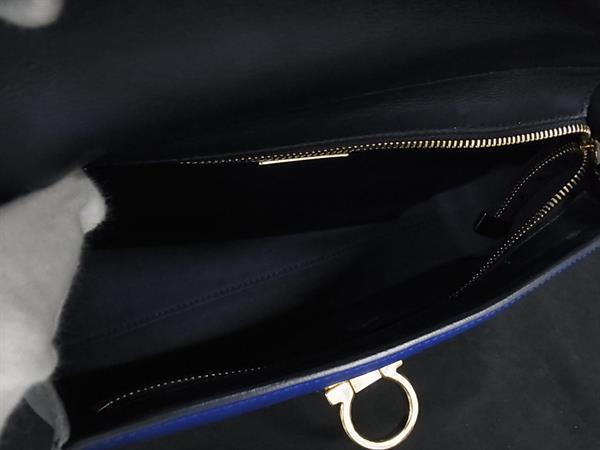 Salvatore Ferragamo フェラガモ ハンドバッグ ガンチーニ ソフィア FZ21 E530 ブルー ホワイト レザー レディース 2WAY ゴールド金具【本物保証】_5