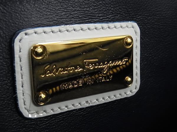Salvatore Ferragamo フェラガモ ハンドバッグ ガンチーニ ソフィア FZ21 E530 ブルー ホワイト レザー レディース 2WAY ゴールド金具【本物保証】_6