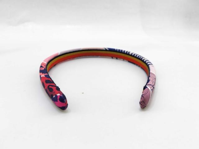 超美品 HERMES エルメス カチューシャ ヘアバンド 《エルザ》  - ピンク系 マルチカラー シルクツイル 100% レディース 髪留め 髪飾り【本物保証】