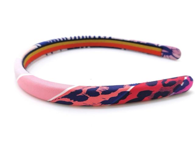 超美品 HERMES エルメス カチューシャ ヘアバンド 《エルザ》  - ピンク系 マルチカラー シルクツイル 100% レディース 髪留め 髪飾り【本物保証】