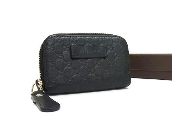 GUCCI グッチ ケース マイクログッチシマ 449896 ブラック レザー ユニセックス 美品【本物保証】