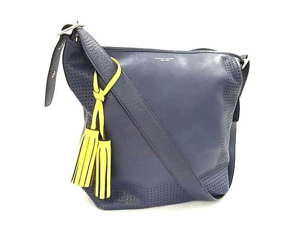 COACH コーチ ショルダーバッグ レガシー 22762 ネイビー レザー レディース タッセル【本物保証】