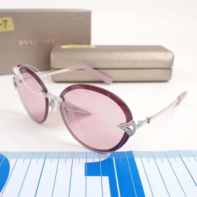 BVLGARI ブルガリ サングラス ディーバドリーム 6101-B ピンク系 シルバー メタル レディース ラインストーン 美品【本物保証】