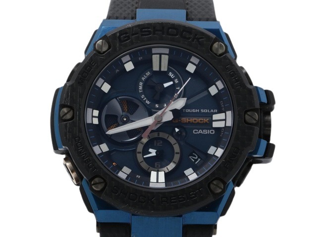 CASIO カシオ 腕時計 G-SHOCK Gスチール GST-B100XB-2AJF ブラック ネイビー文字盤 ステンレス カーボン メンズ Bluetooth ソーラー アナログ【本物保証】