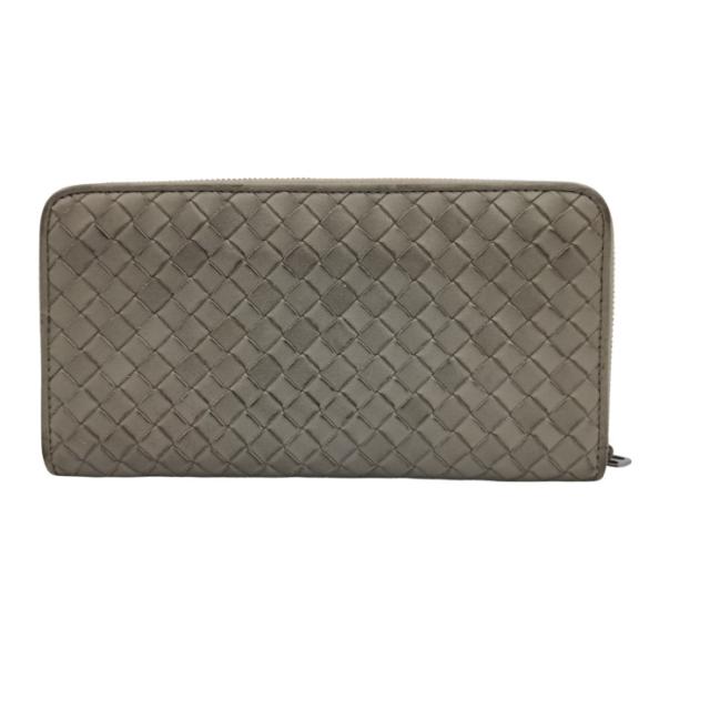 BOTTEGA VENETA ボッテガヴェネタ 長財布 イントレチャート 510643 グレー系 レザー ユニセックス ラウンドファスナー 美品【本物保証】_2