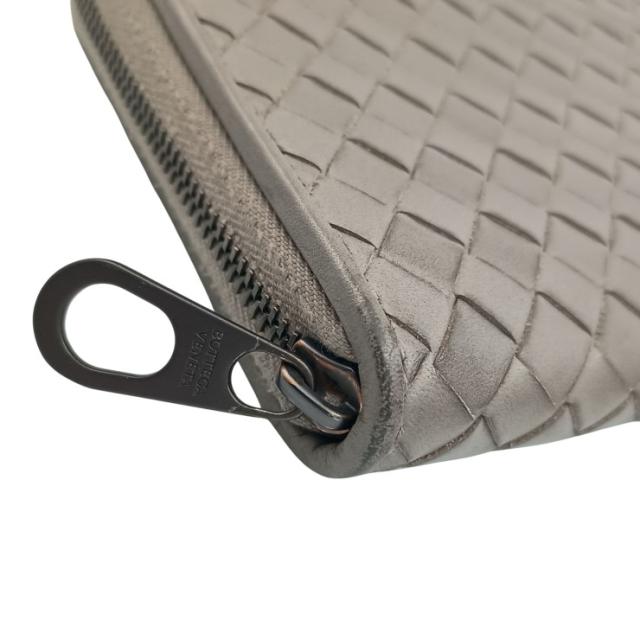 BOTTEGA VENETA ボッテガヴェネタ 長財布 イントレチャート 510643 グレー系 レザー ユニセックス ラウンドファスナー 美品【本物保証】_5