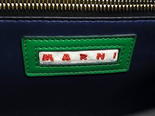 MARNI マルニ ハンドバッグ マルセル ノット BMMP0055Q0 グリーン系×ブラウン系×ブルー系 レザー レディース 2WAY ショルダーバッグ ゴールド金具 美品【本物保証】 MARNI マルニ ハンドバッグ マルセル ノット BMMP0055Q0 グリーン系