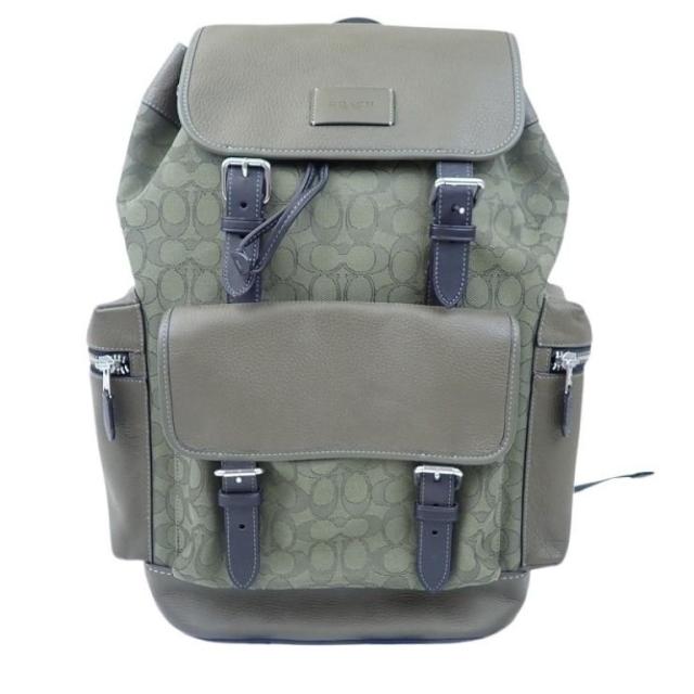 COACH コーチ リュックサック シグネチャー CE523 カーキ系 キャンバス×レザー ユニセックス バックパック 巾着 美品【本物保証】 27,824円
