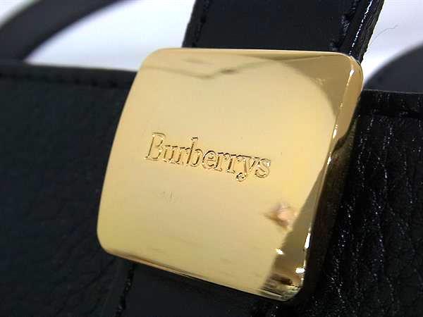 Burberrys バーバリーズ ハンドバッグ ブラック レザー レディース ノバチェック ベルト ゴールド金具 超美品【本物保証】_4