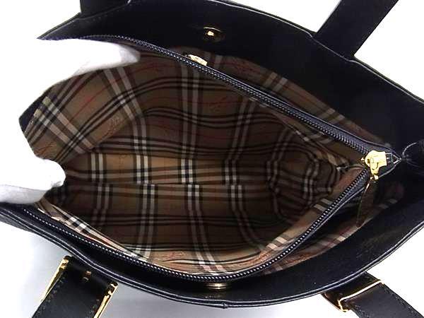 Burberrys バーバリーズ ハンドバッグ ブラック レザー レディース ノバチェック ベルト ゴールド金具 超美品【本物保証】_5