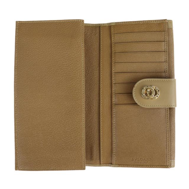 超美品 BVLGARI ブルガリ DOPPIOTONDO ドッピオトンド 長財布 26856 レザー ライトブラウン系 ゴールド金具 Wホック 二つ折り財布【本物保証】_4