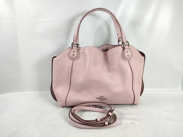 超美品 COACH コーチ ハンドバッグ イーディー 28 トートバッグ 57124 ピンク系 シルバー金具 レザー レディース 2WAY ショルダーバッグ【本物保証】