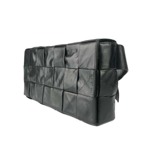 BOTTEGA VENETA ボッテガヴェネタ ウエストバッグ マキシイントレチャート ザ・ストレッチ カセット ベルトバッグ 629067 ブラック カーフ ユニセックス シルバー金具 美品【本物保証】 BOTTEGA VENETA ボッテガヴェネタ ウエストバッグ マキシイントレ