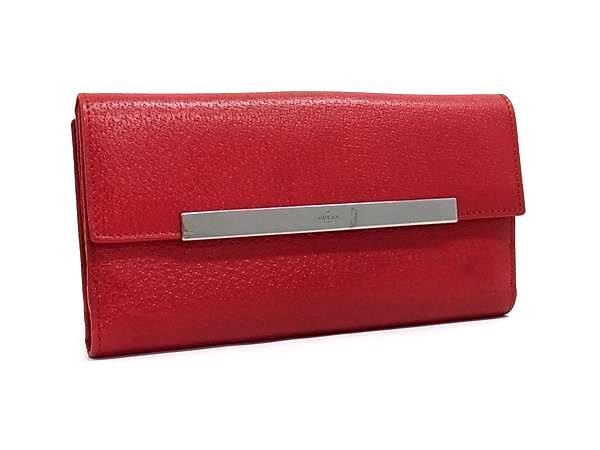 GUCCI グッチ 長財布 035 2031 2065 レッド系 レザー レディース Wホック 2つ折り シルバー金具 美品【本物保証】