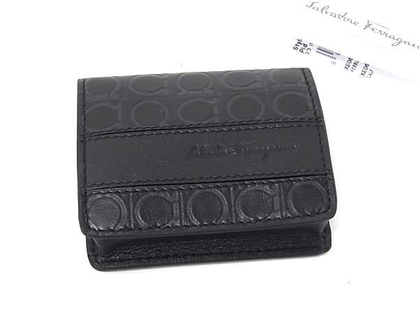 Salvatore Ferragamo フェラガモ 小銭入れ ガンチーニ ケース 66 8732 ブラック レザー ユニセックス 美品【本物保証】