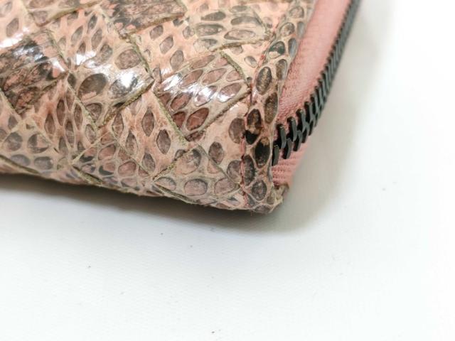 BOTTEGA VENETA ボッテガヴェネタ 財布 イントレチャート アイヤーズ 114076 ピンクベージュ系 パイソン ユニセックス ラウンドファスナー 長財布【本物保証】_3