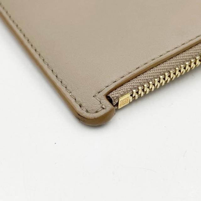 LOEWE ロエベ カードケース フラグメントケース CANBZ40 ベージュ系 カーフ ユニセックス コインケース ゴールド金具 美品【本物保証】_4